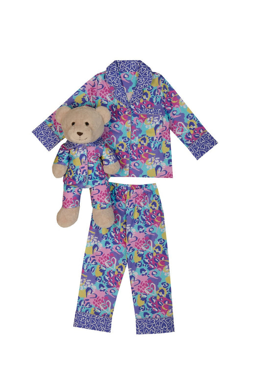 Audrey Girls Pyjama Set with Matching Teddy Bear