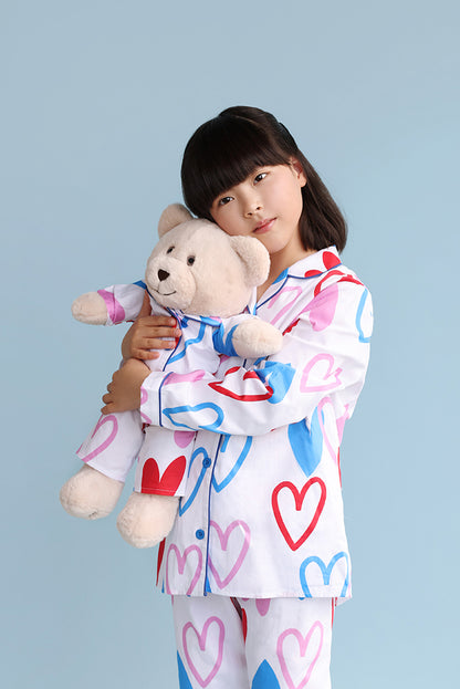 Camilla Heart Girls Pyjama Set with Matching Mega Boy Teddy Bear