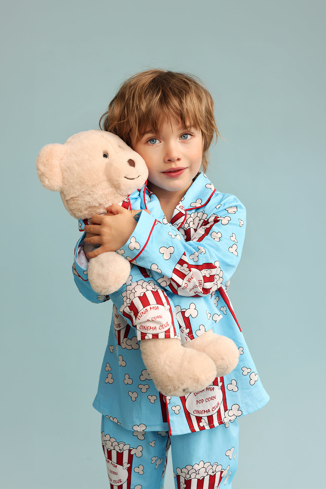 Pop Joy Popcorn Boys Pyjama Set with Matching Mega Boy Teddy Bear