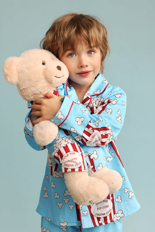 Pop Joy Popcorn Boys Pyjama Set with Matching Mega Boy Teddy Bear