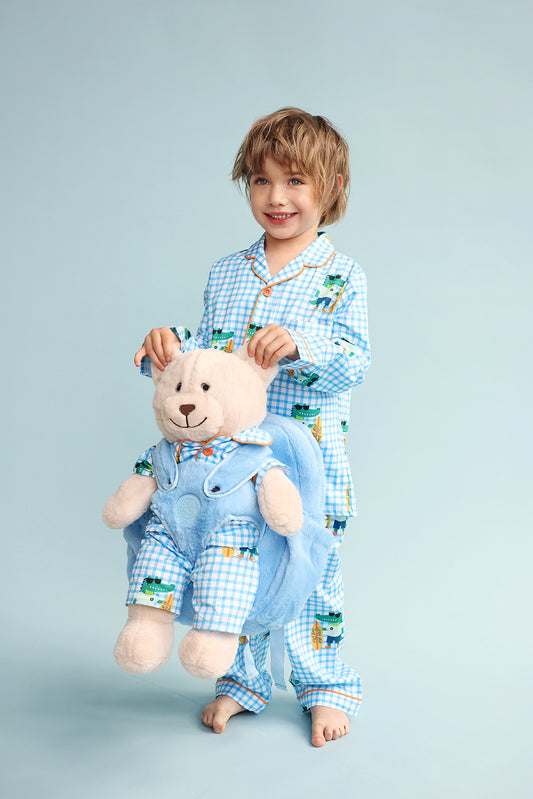 Surfer Dino Backpack Sleep Buddy Pajama Set