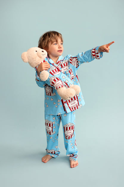 Pop Joy Popcorn Boys Pyjama Set with Matching Mega Boy Teddy Bear