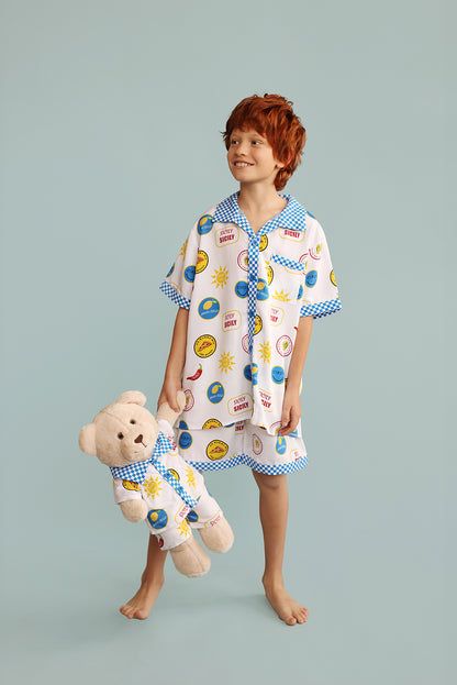 Sicily Italy Boys Pyjama Set with Matching Mega Boy Teddy Bear