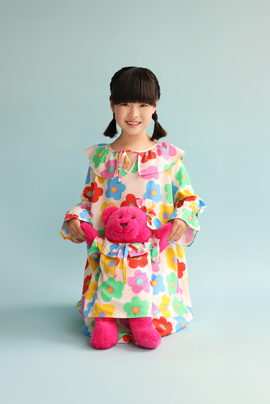 Alessia Floral Girls Nightgown Set with Matching Mega Boy Teddy Bear