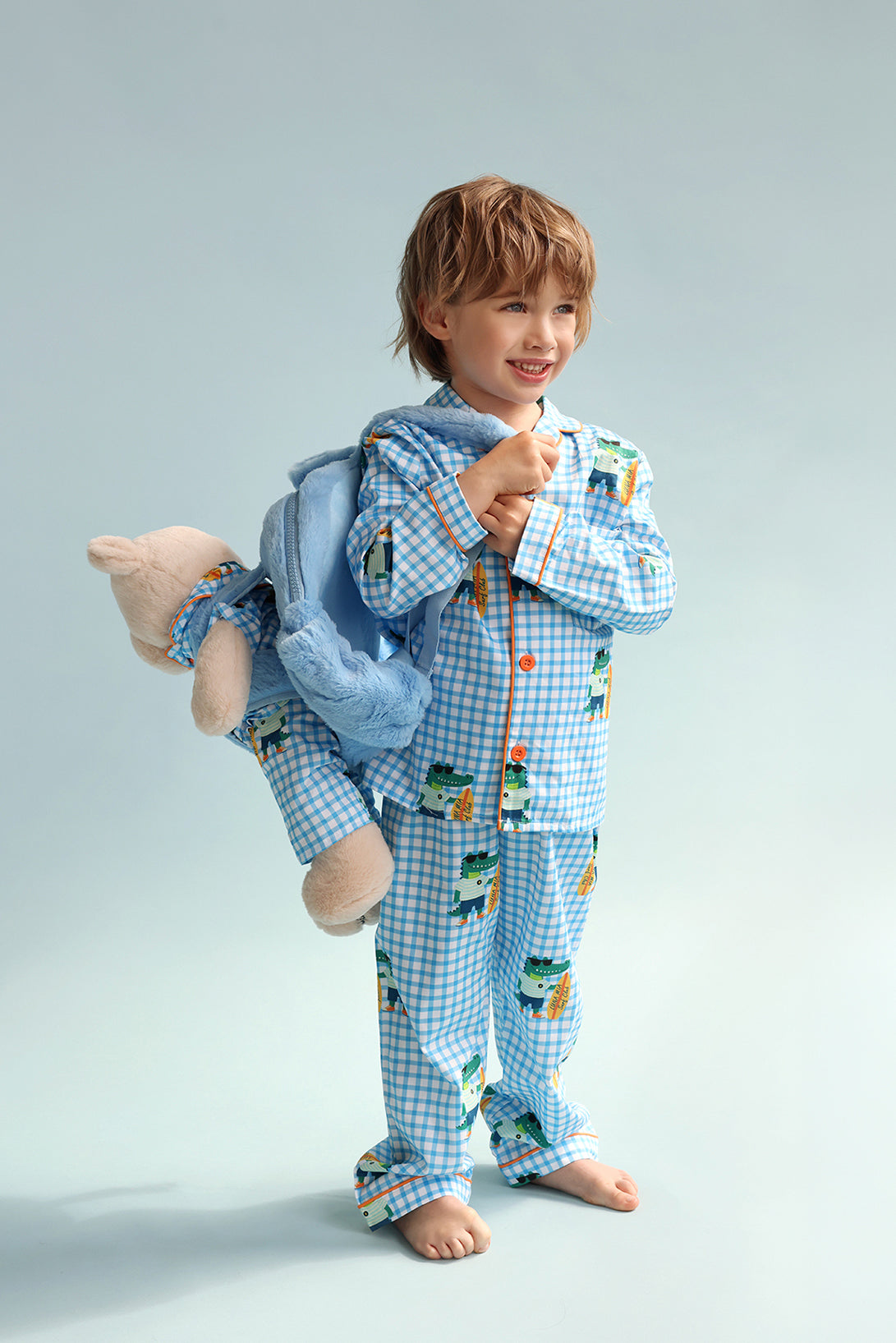 Surfer Dino Backpack Sleep Buddy Pajama Set