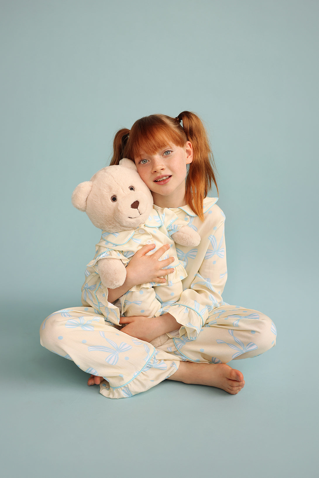 Sara Bow Girls Pyjama Set with Matching  Mega Boy Teddy Bear