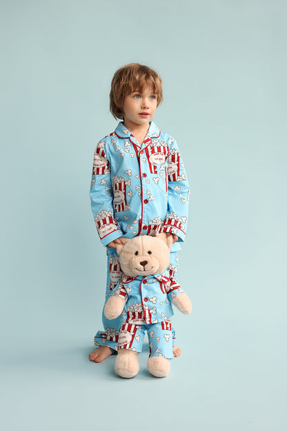 Pop Joy Popcorn Boys Pyjama Set with Matching Mega Boy Teddy Bear
