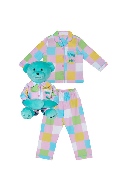 Emily Hug Me Pastel Girls Pyjama Set with Matching Mega Boy Teddy Bear