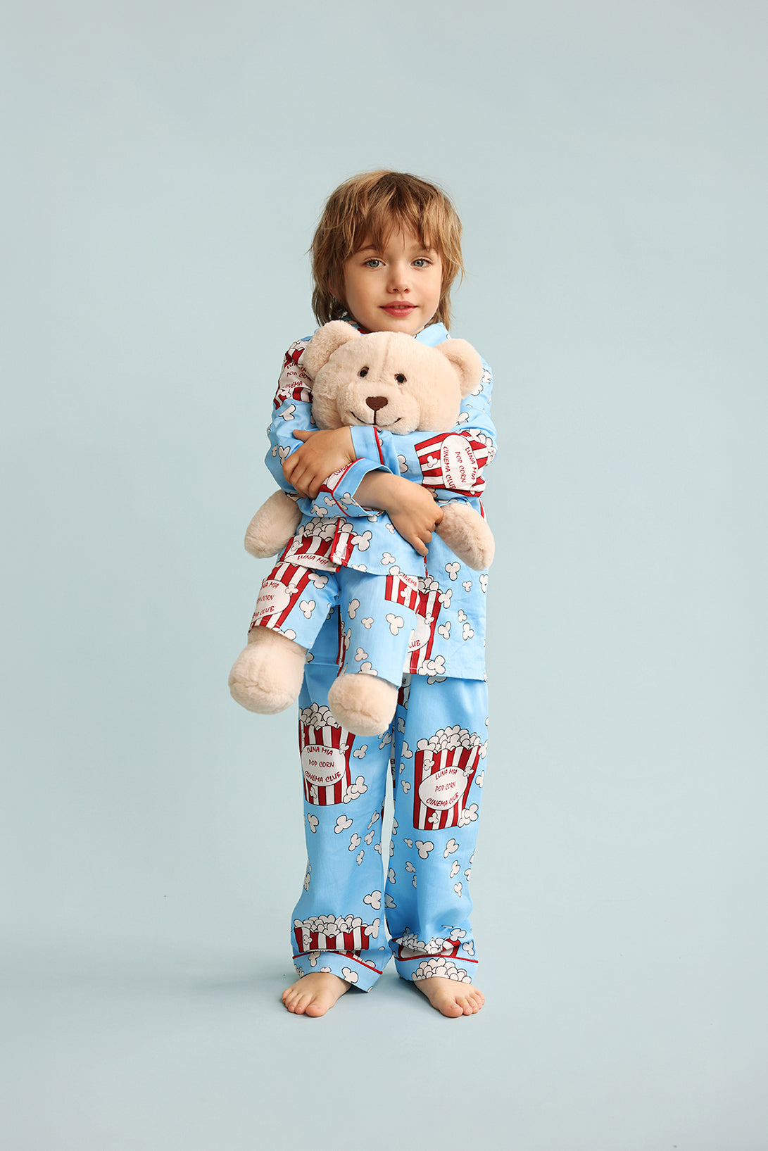 Pop Joy Popcorn Boys Pyjama Set with Matching Mega Boy Teddy Bear