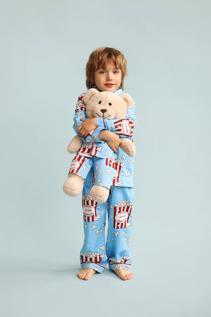 Pop Joy Popcorn Boys Pyjama Set with Matching Mega Boy Teddy Bear