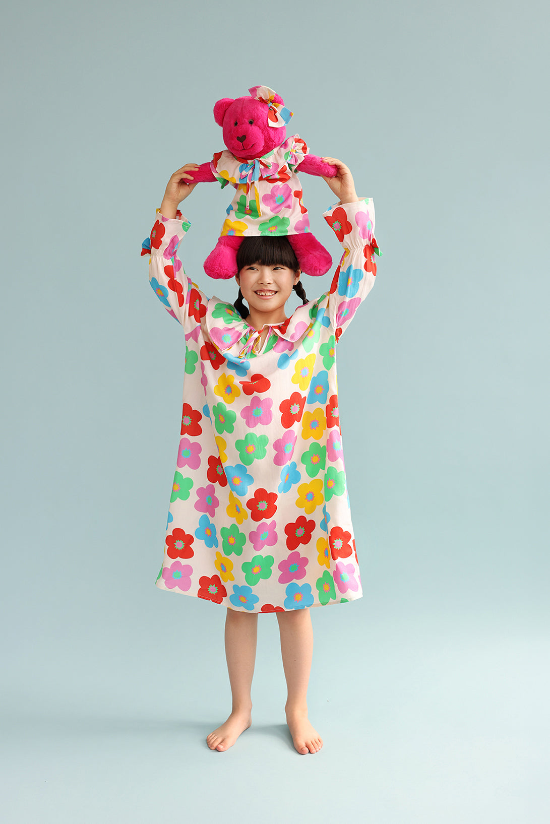 Alessia Floral Girls Nightgown Set with Matching Mega Boy Teddy Bear