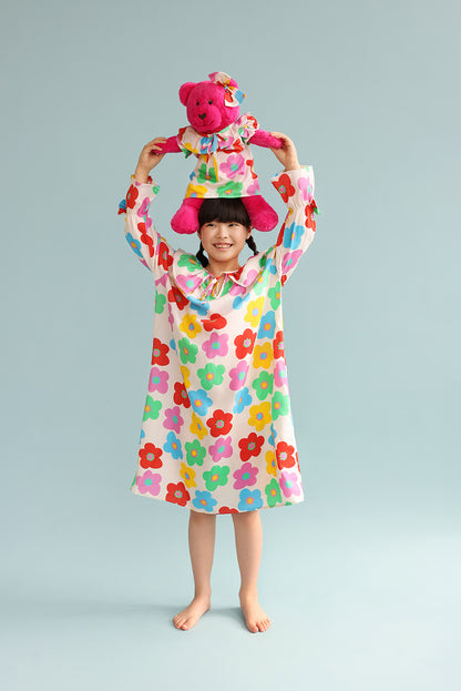 Alessia Floral Girls Nightgown Set with Matching Mega Boy Teddy Bear
