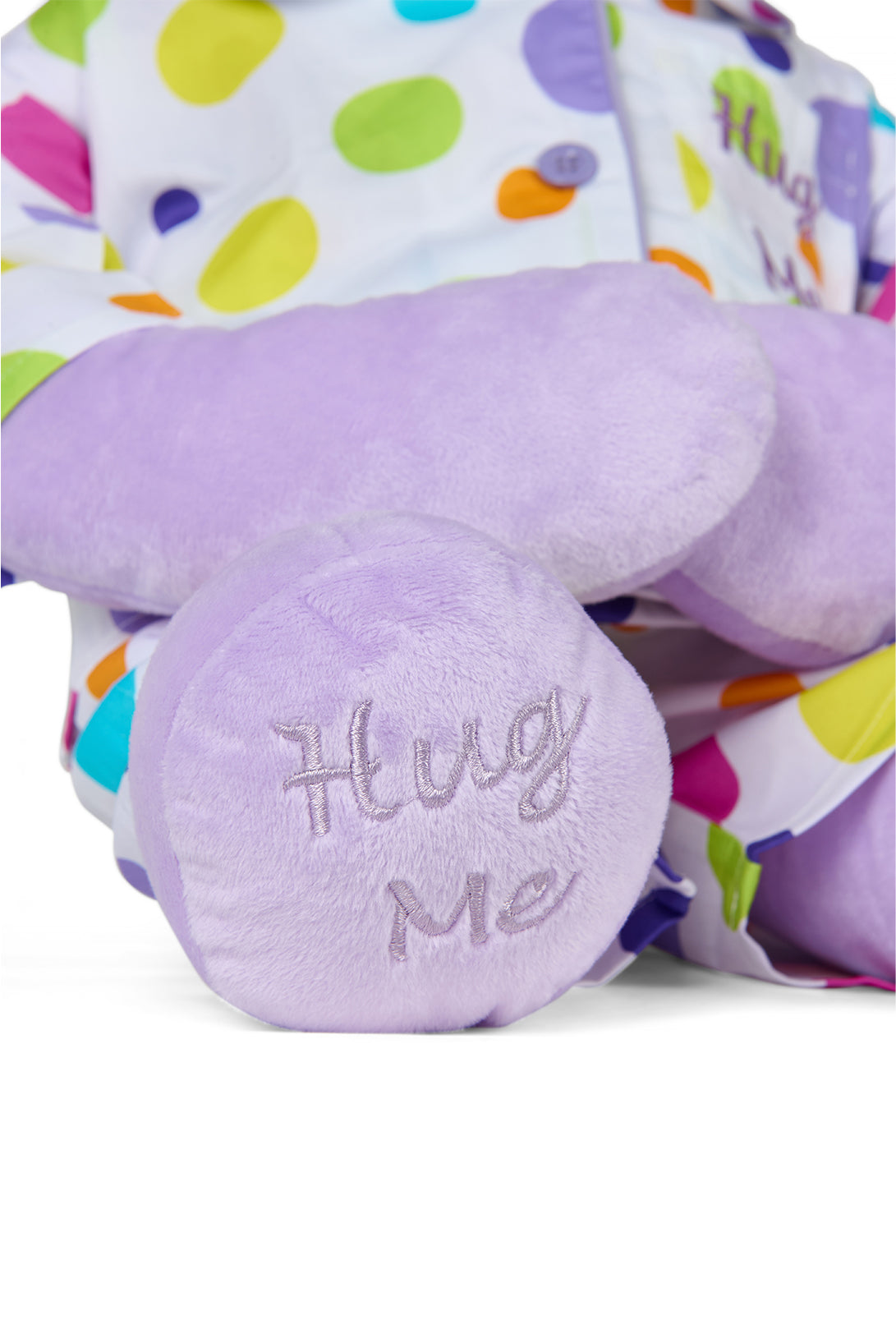Bubbles Hug Me Polka Dot Girls Pyjama Set with Matching Mega Boy Teddy Bear