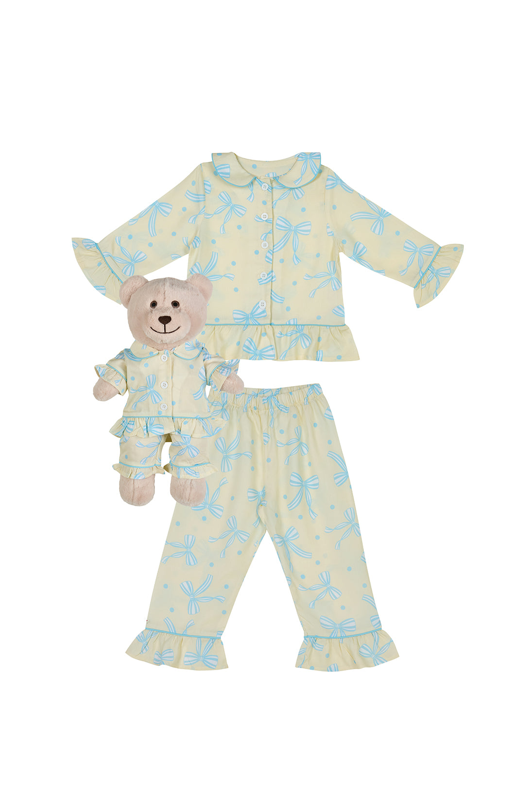 Sara Bow Girls Pyjama Set with Matching  Mega Boy Teddy Bear
