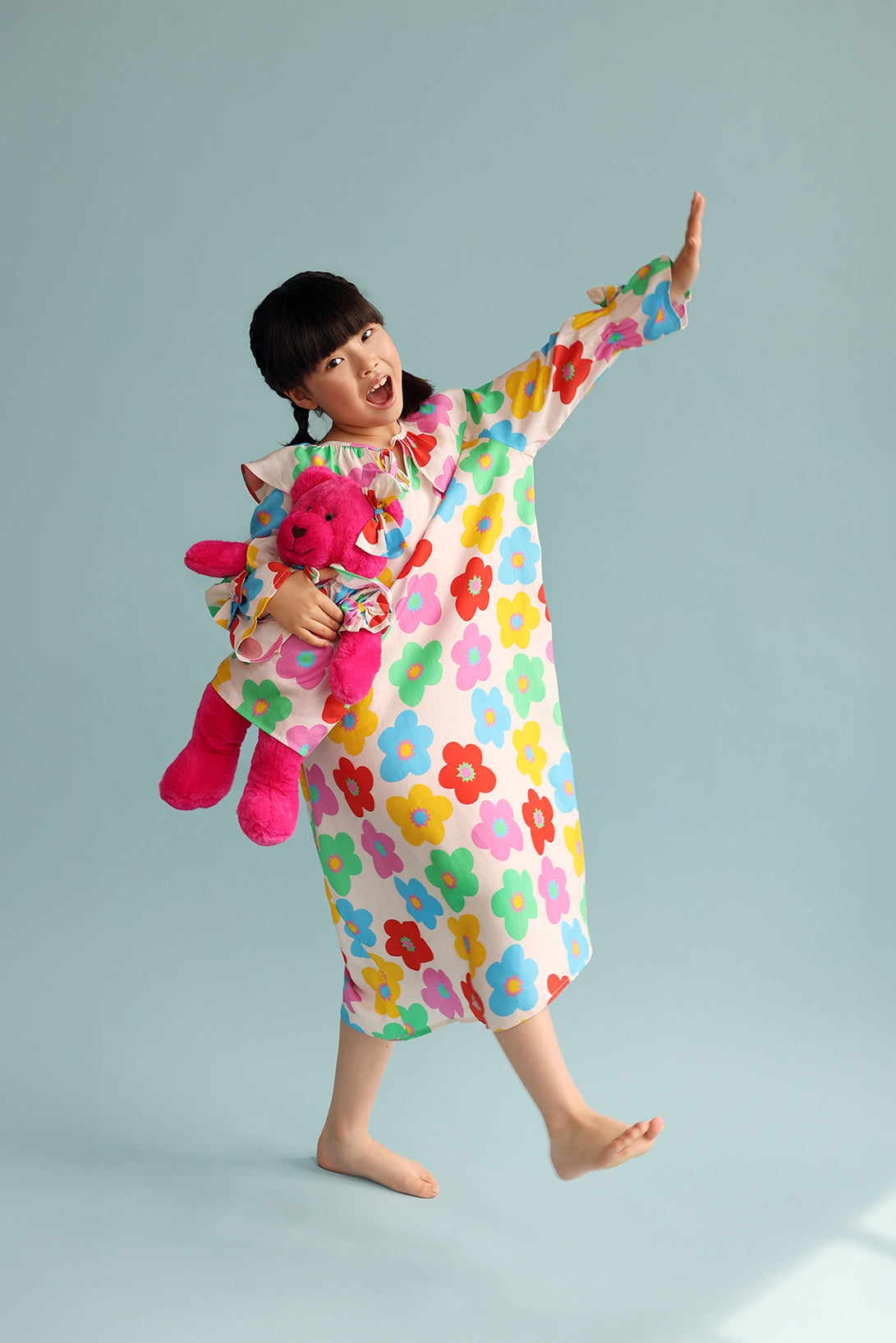 Alessia Floral Girls Nightgown Set with Matching Mega Boy Teddy Bear