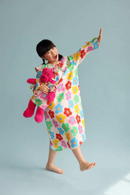 Alessia Floral Girls Nightgown Set with Matching Mega Boy Teddy Bear