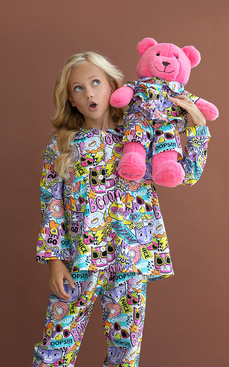 Gatto Pyjama Set with Matching Teddy Bear