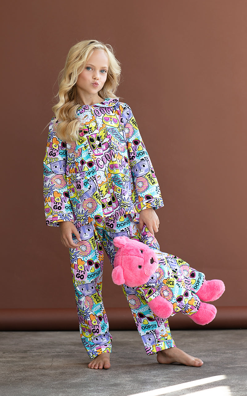 Gatto Pyjama Set with Matching Teddy Bear