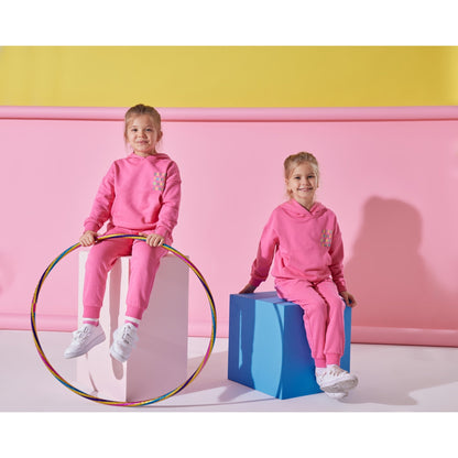 Candy Pink Girls Cotton Tracksuit