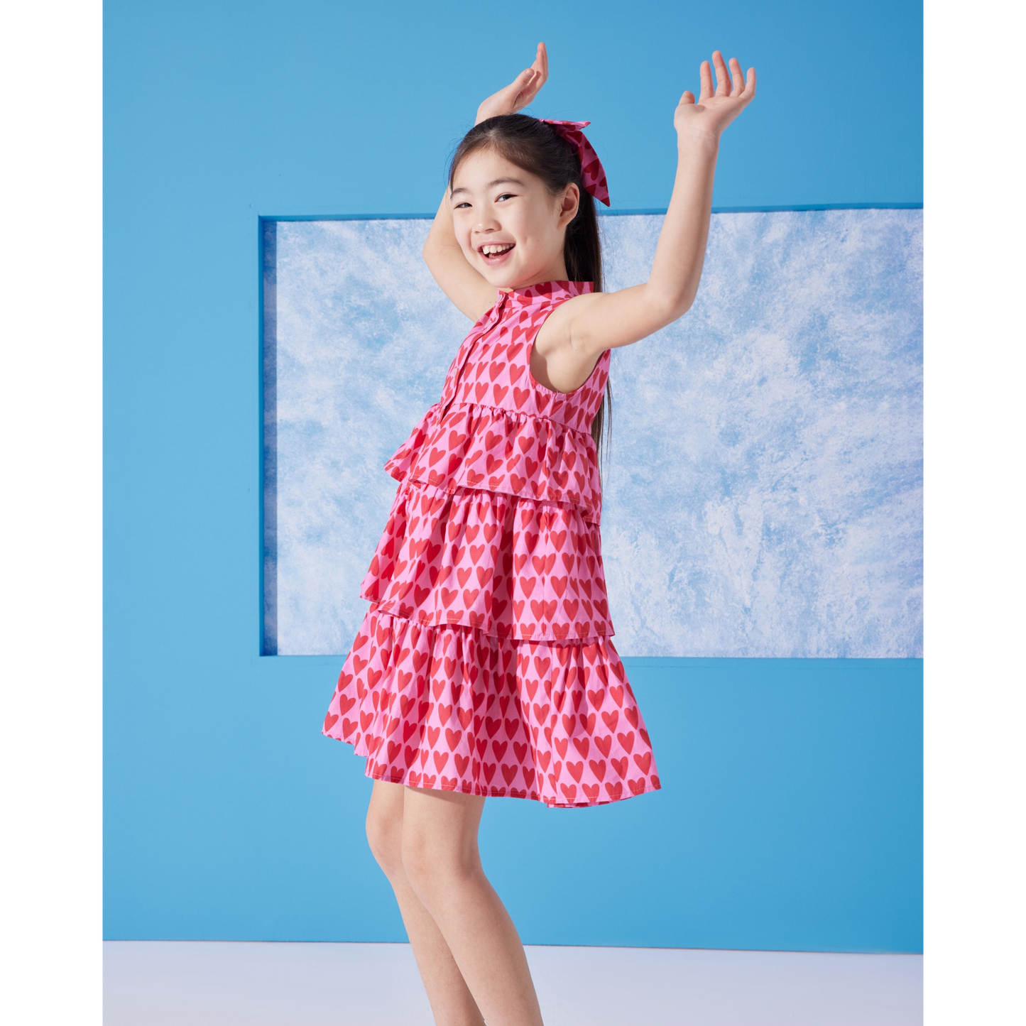 Cuore Girls Cotton Dress with Matching Hair Clip