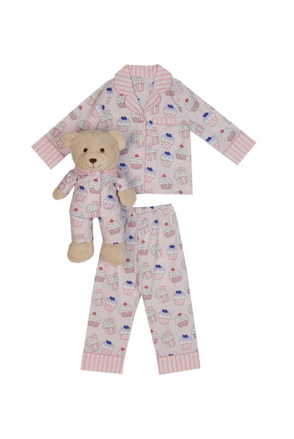 Lulu Girls Pyjama Set with Matching Teddy Bear