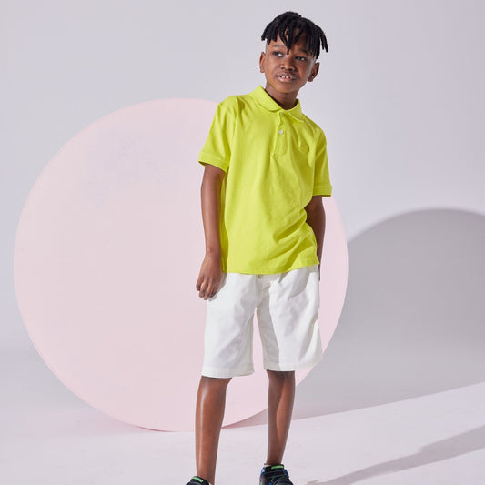 Neon Yellow Boys Cotton Polo T-shirt