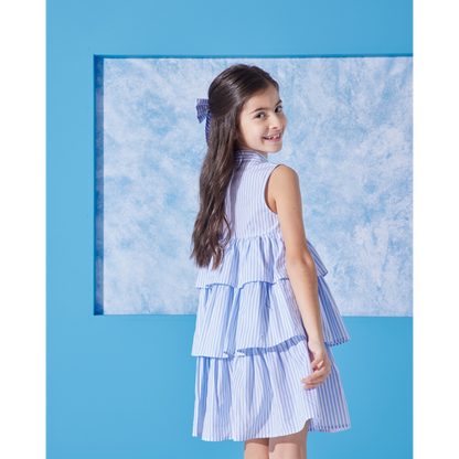 Vestido de algodón Azur para niña con pinza a juego