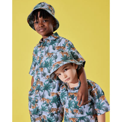 Safari Boys Cotton Shirt, Shorts And Hat Set