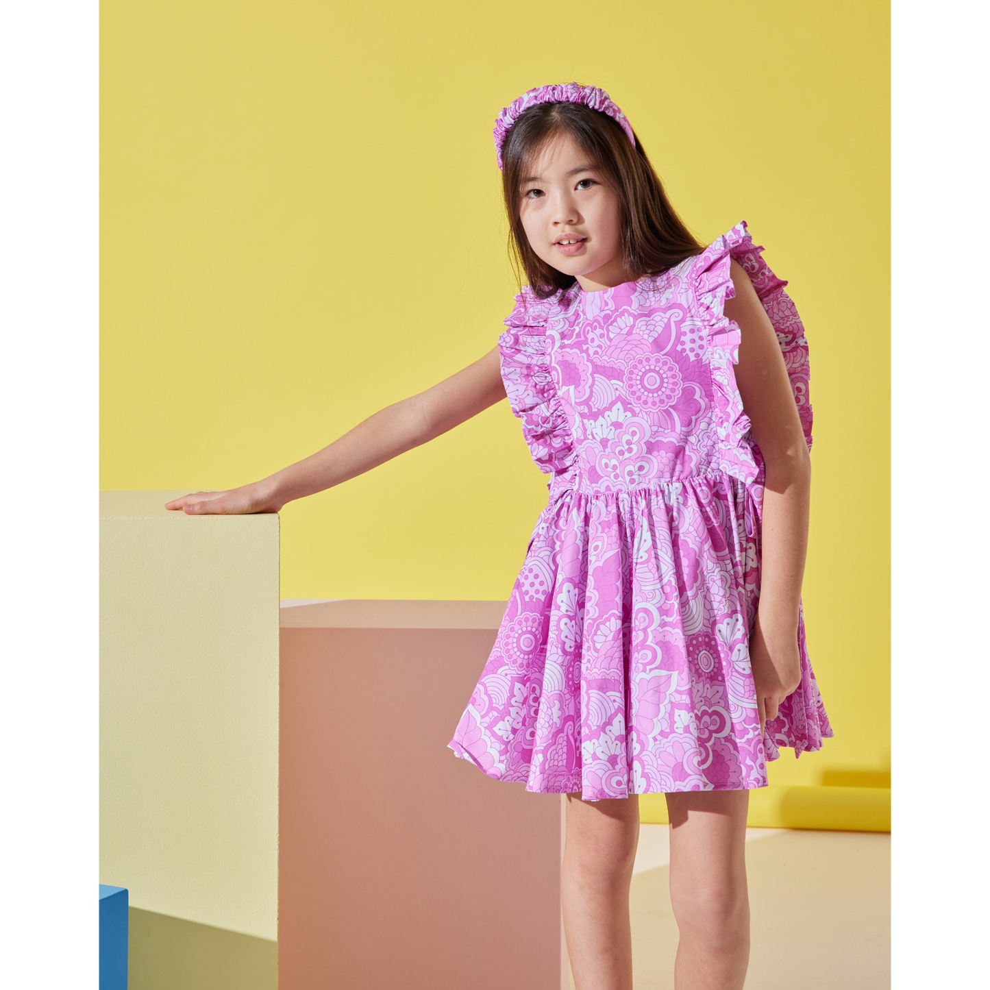 Pinko Girls Vestido de algodón con diadema a juego