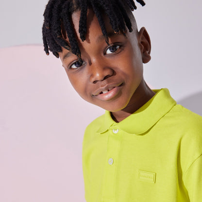 Neon Yellow Boys Cotton Polo T-shirt