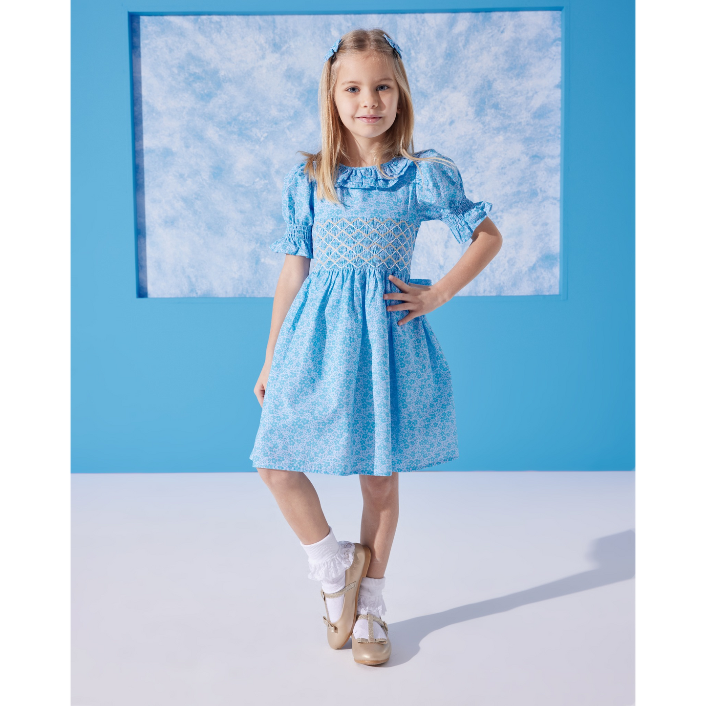 Turquoise Dress with Hair Miniclips Accessory