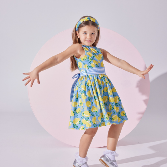 Lemon Garden Dress with Hairband Accessory