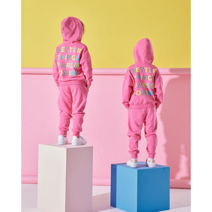 Candy Pink Girls Cotton Tracksuit