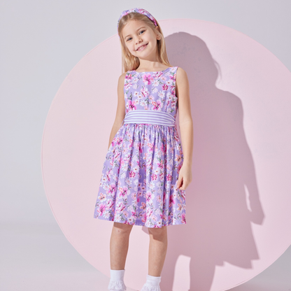 Lilly Flower Dress with Hairband Accessory