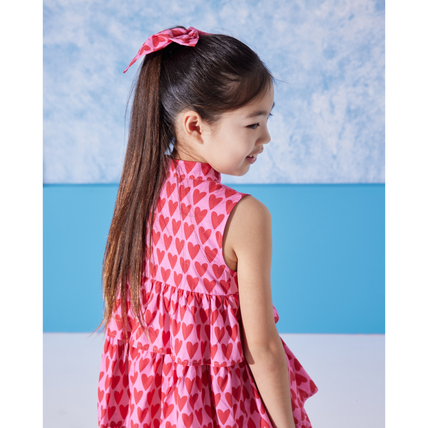 Cuore Girls Cotton Dress with Matching Hair Clip