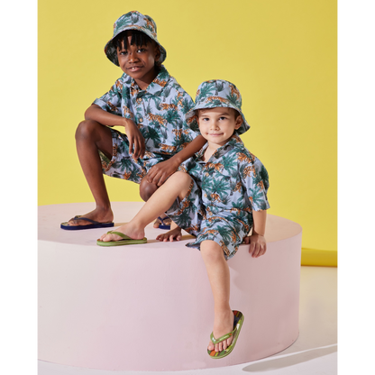 Safari Boys Cotton Shirt, Shorts And Hat Set