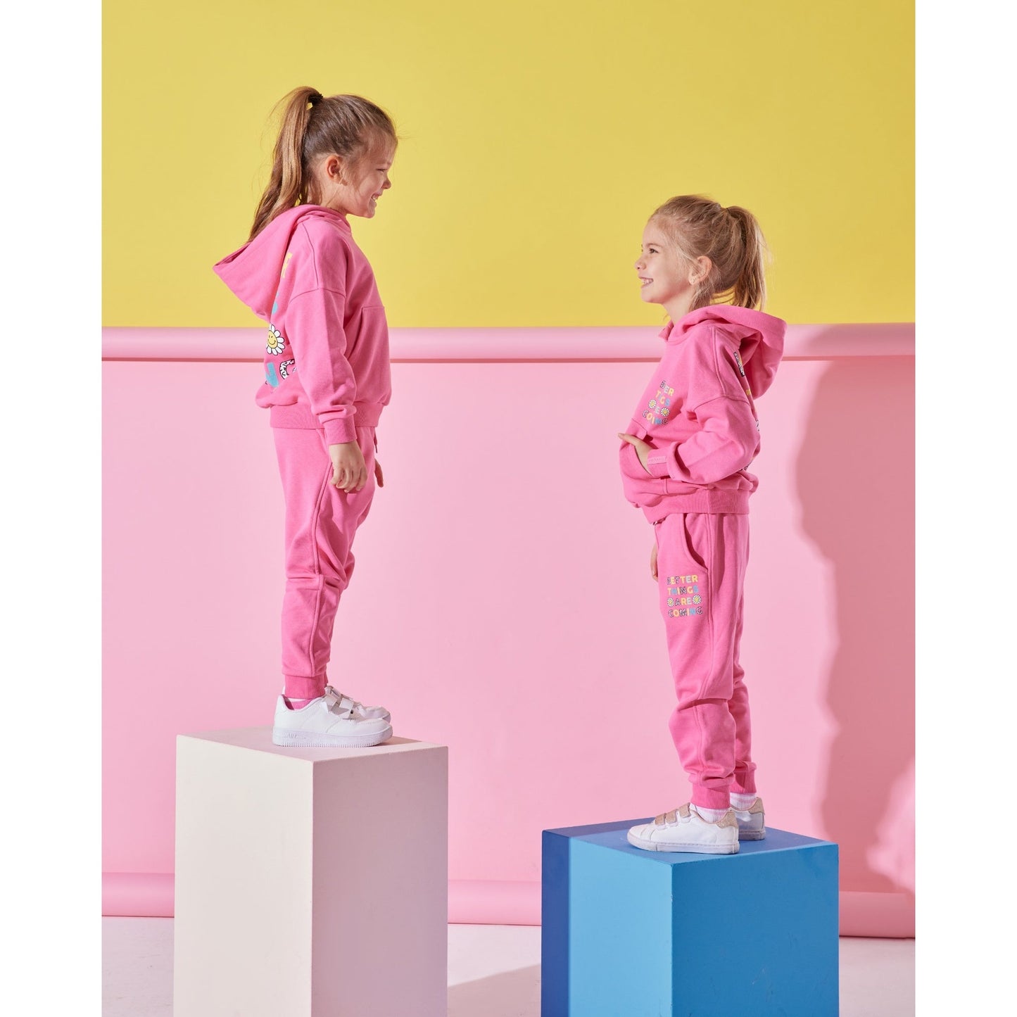 Candy Pink Girls Cotton Tracksuit
