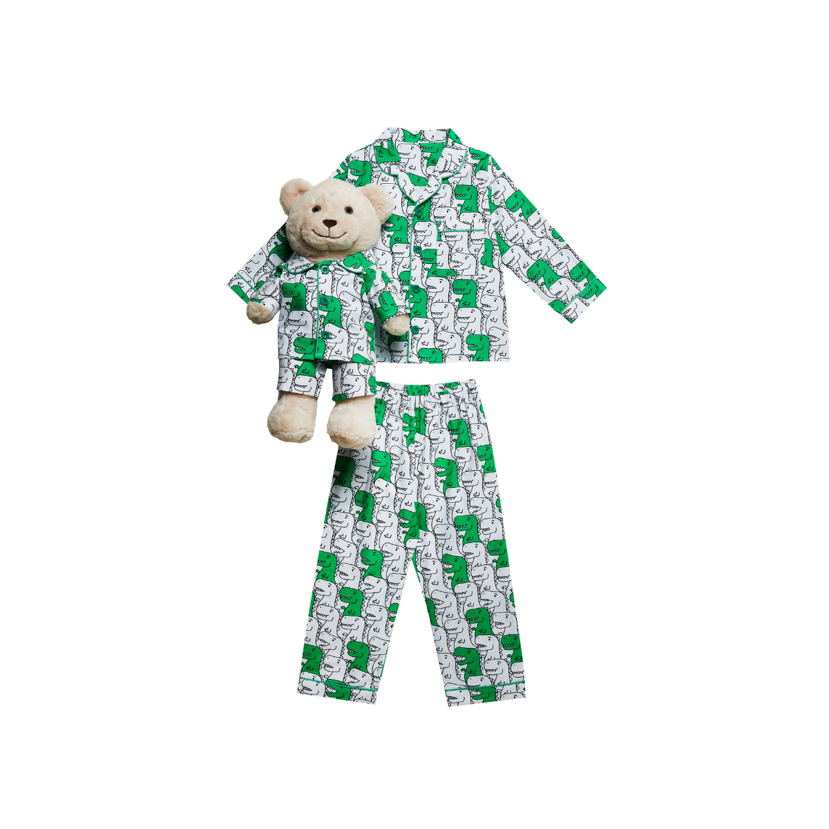 Dino Pyjama Set with Matching Teddy Bear