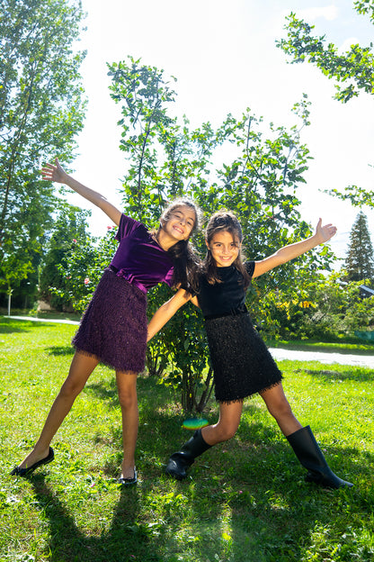 Vestido de terciopelo Isabella para niñas con pinza para el pelo a juego