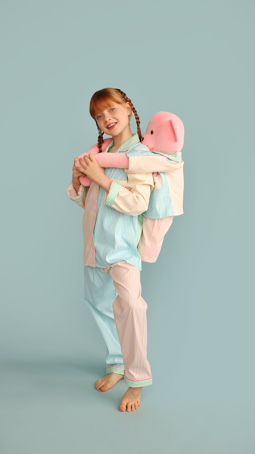 Kika Multicolor Hug Me Pyjama Set with Matching Teddy Bear