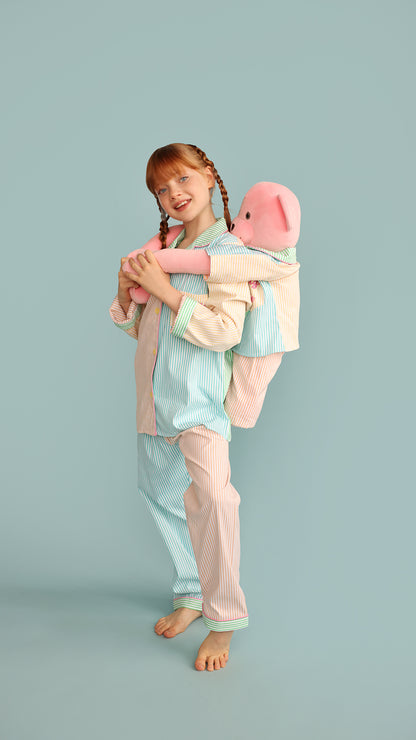 Kika Multicolor Hug Me Pyjama Set with Matching Teddy Bear