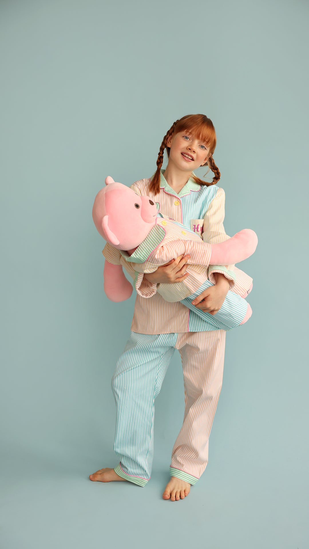 Kika Multicolor Hug Me Pyjama Set with Matching Teddy Bear