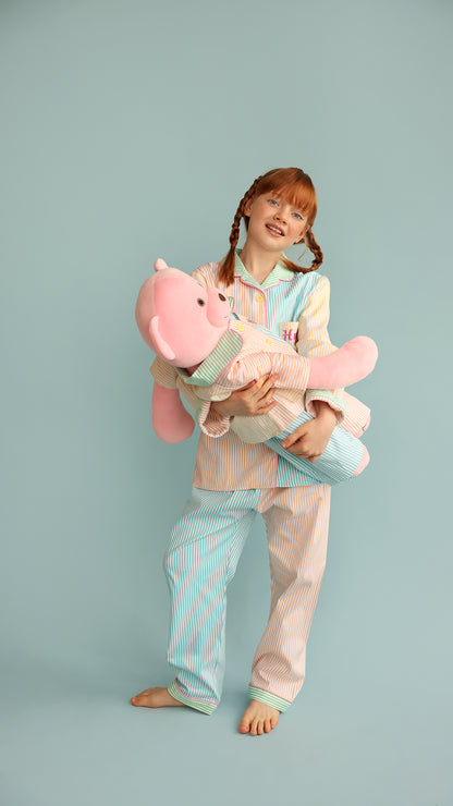 Kika Multicolor Hug Me Pyjama Set with Matching Teddy Bear