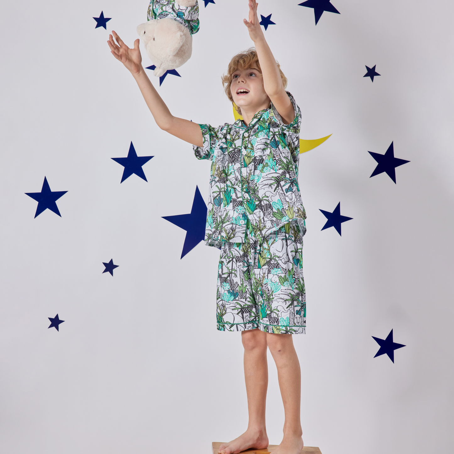 Jungle Boys Pyjama Set with Matching Teddy Bear (Short Sleeve & Shorts)