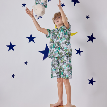 Jungle Boys Pyjama Set with Matching Teddy Bear (Short Sleeve & Shorts)