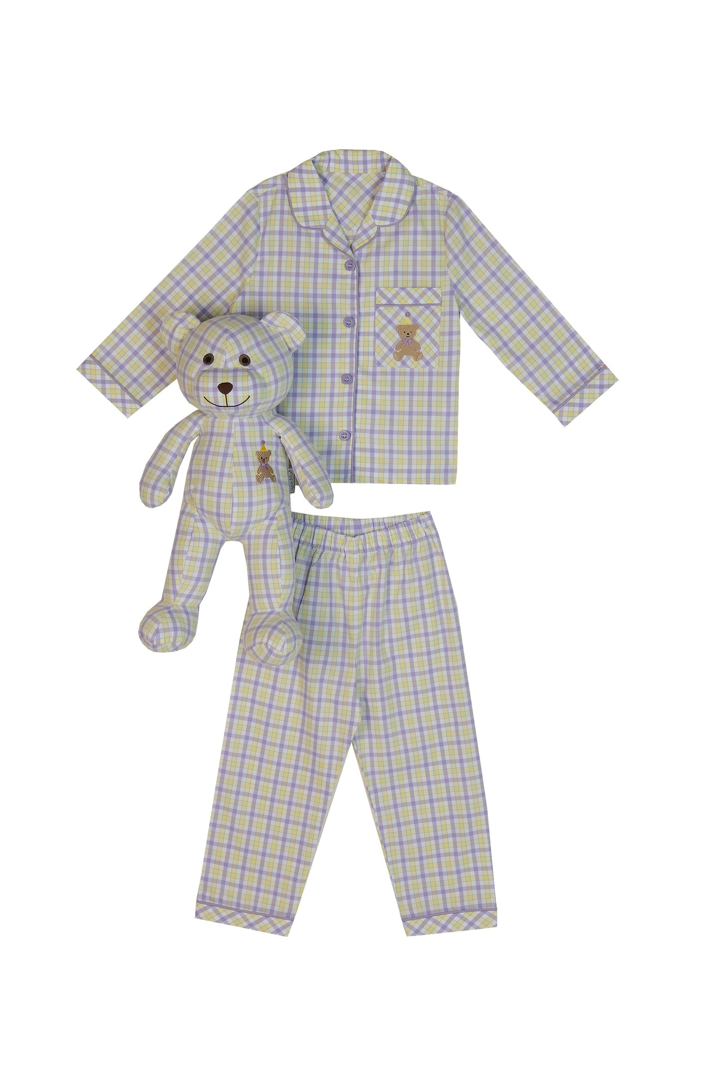 Lilly Girls Pyjama Set with Matching Teddy Bear