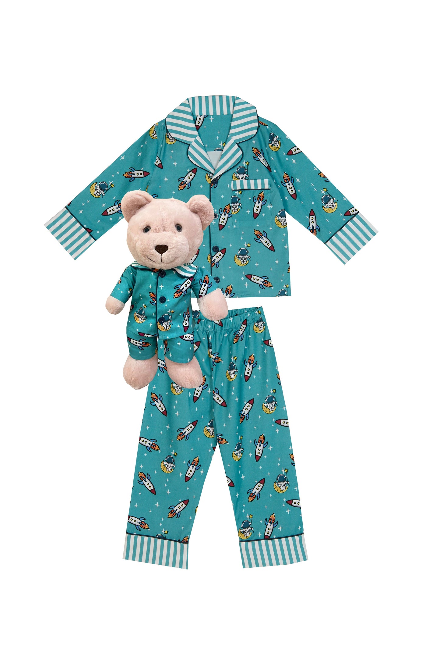 Space Boys Pyjama Set with Matching Teddy Bear