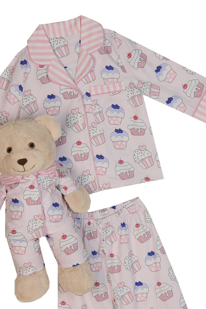 Lulu Girls Pyjama Set with Matching Teddy Bear
