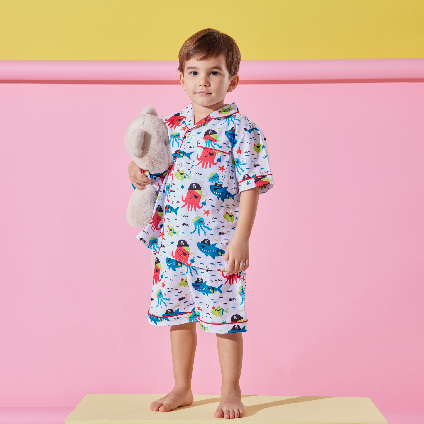 Pirates Pyjama Set with Matching Teddy Bear (Short Sleeve & Shorts)