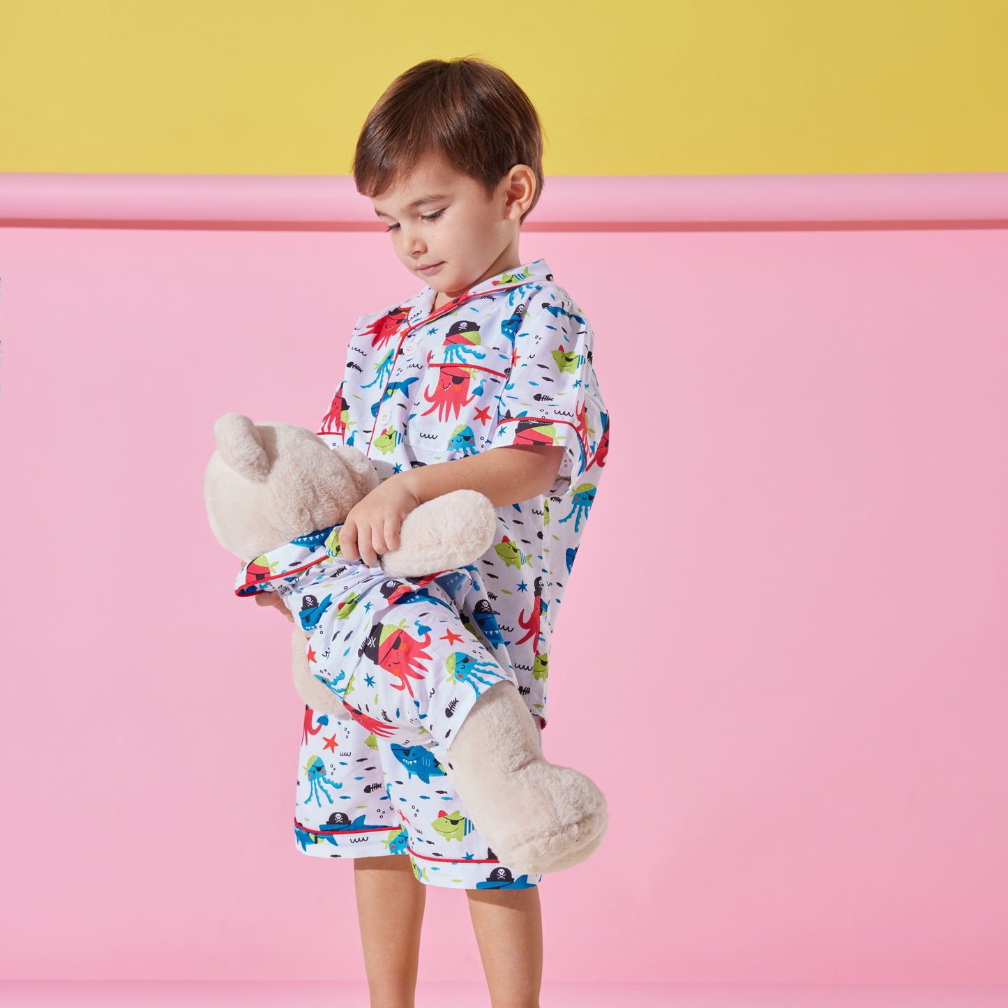 Pirates Pyjama Set with Matching Teddy Bear (Short Sleeve & Shorts)